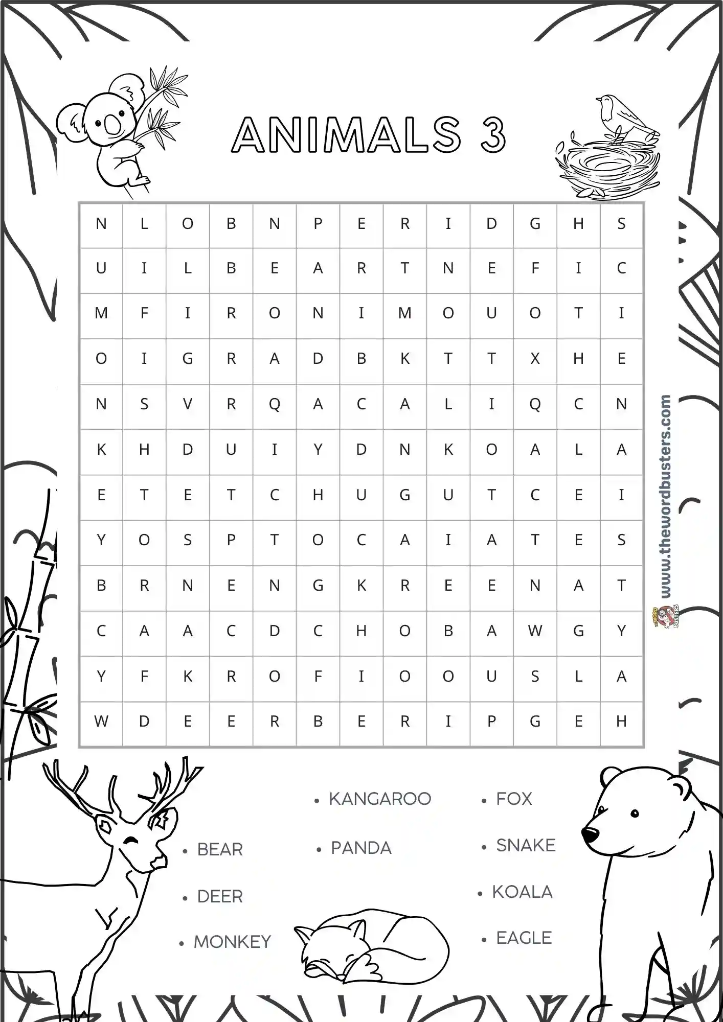 printable animal word searches to colorize
