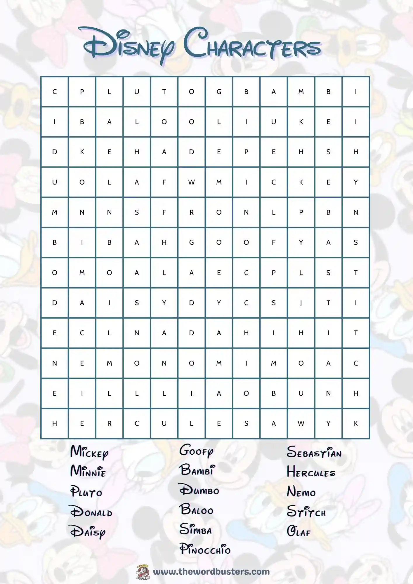 disney printable word searches