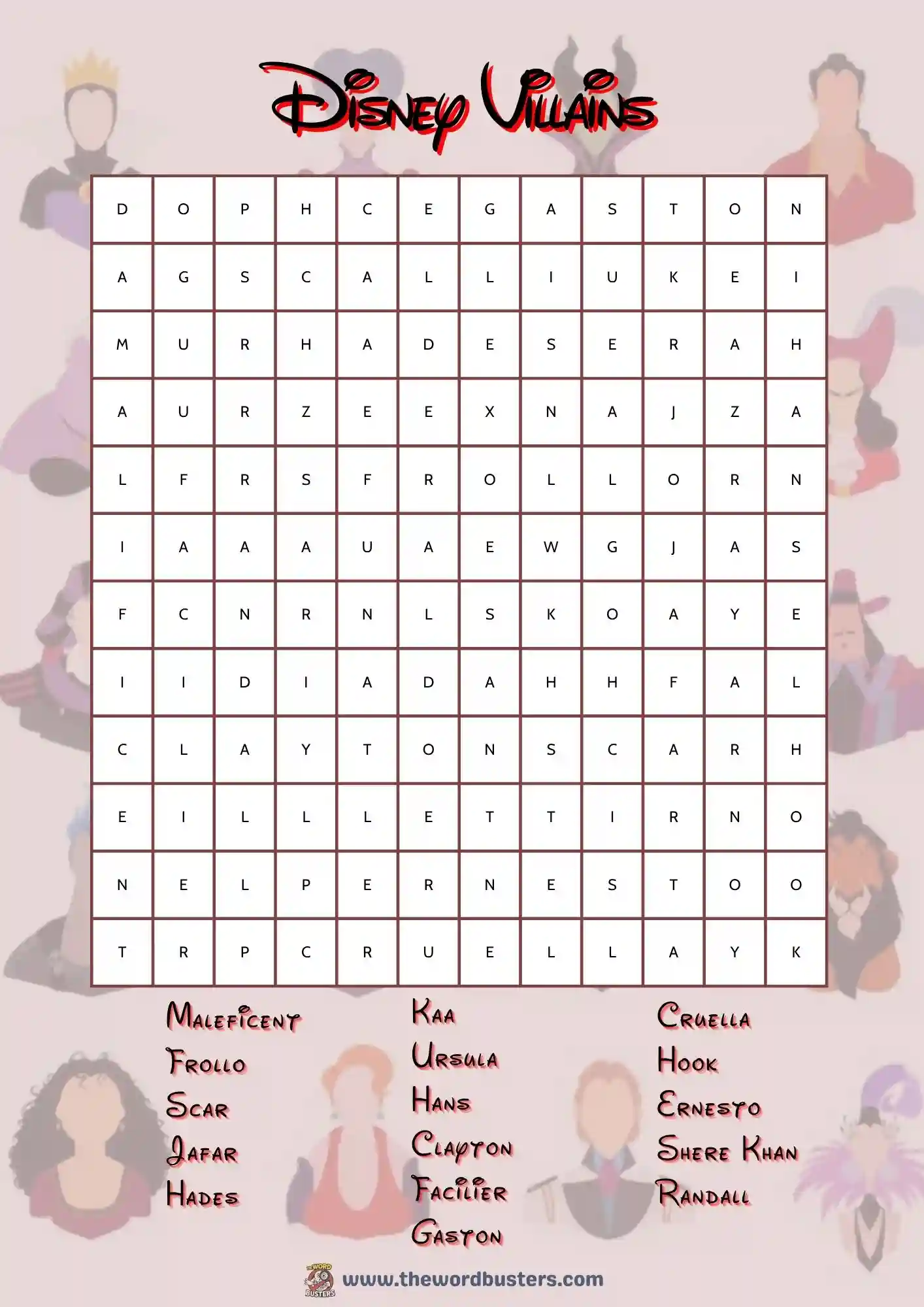 printable disney word search
