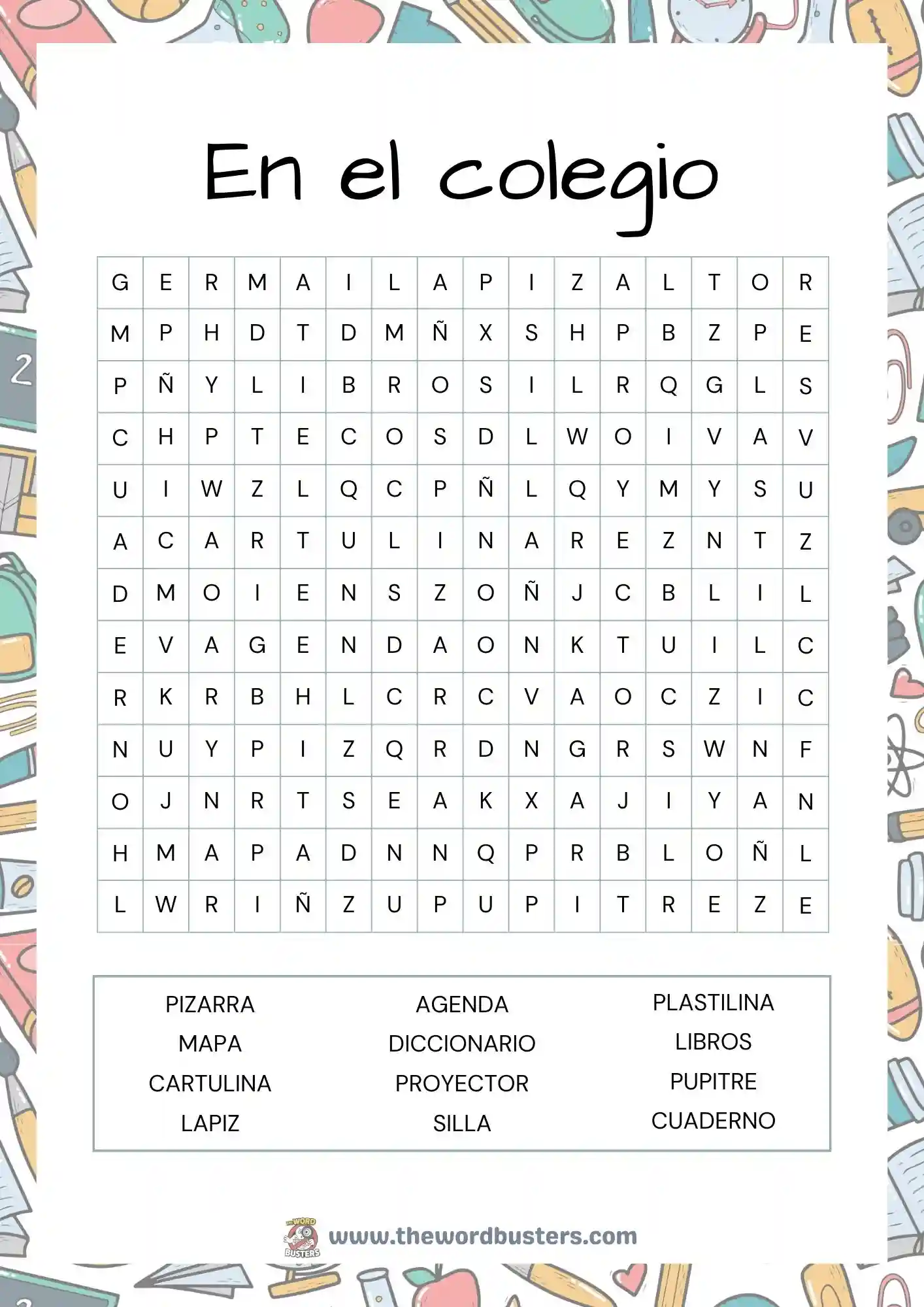 spanish printable word searches