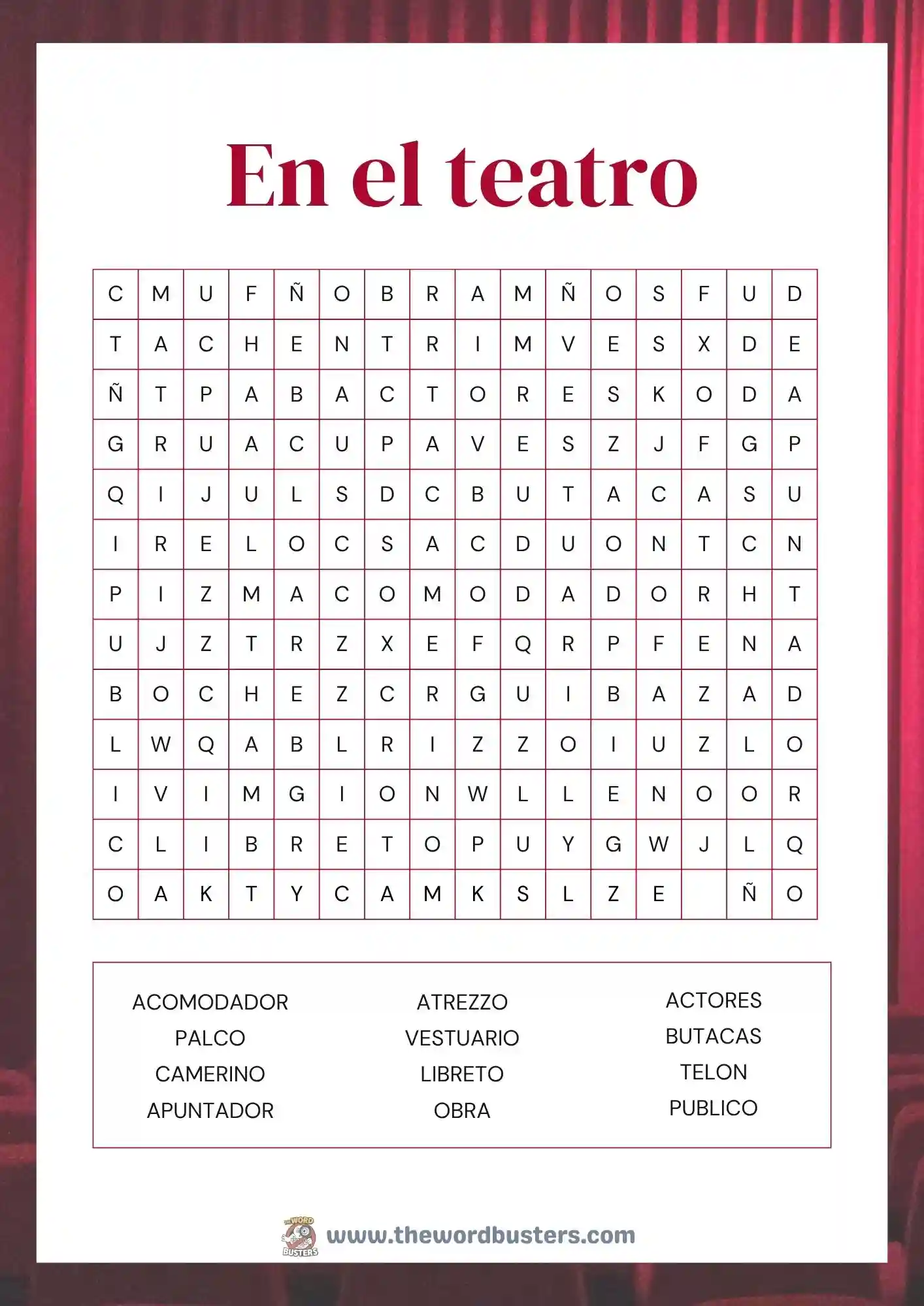 spanish word search printable