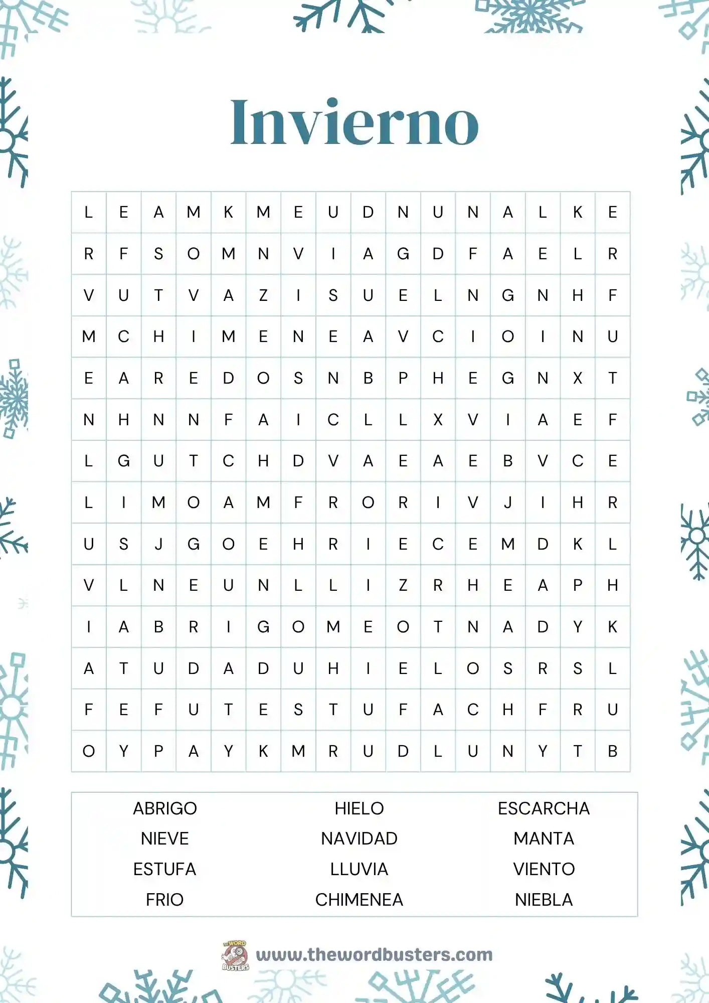 spanish word search printable